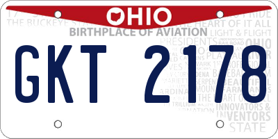 OH license plate GKT2178