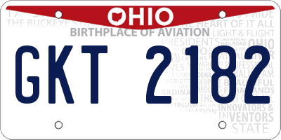 OH license plate GKT2182