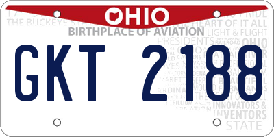 OH license plate GKT2188