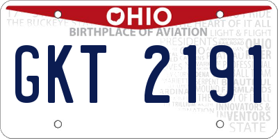 OH license plate GKT2191
