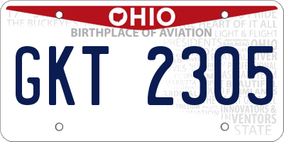 OH license plate GKT2305