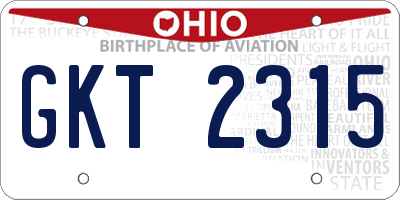 OH license plate GKT2315