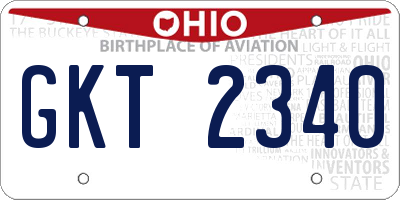 OH license plate GKT2340