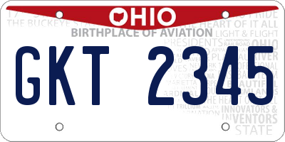 OH license plate GKT2345