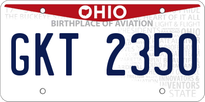 OH license plate GKT2350