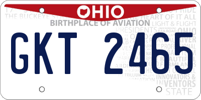 OH license plate GKT2465