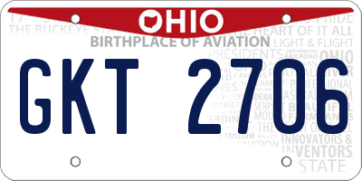 OH license plate GKT2706