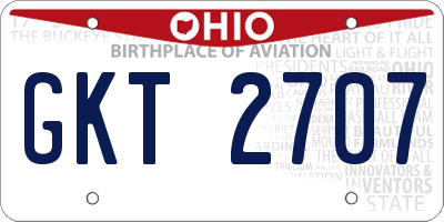 OH license plate GKT2707