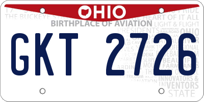 OH license plate GKT2726