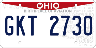 OH license plate GKT2730