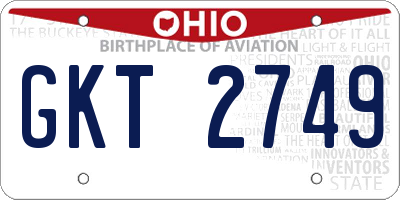 OH license plate GKT2749