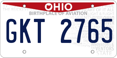 OH license plate GKT2765