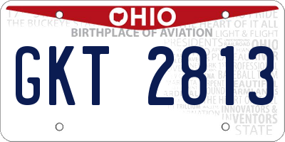OH license plate GKT2813