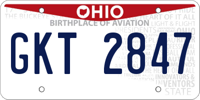 OH license plate GKT2847