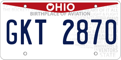 OH license plate GKT2870