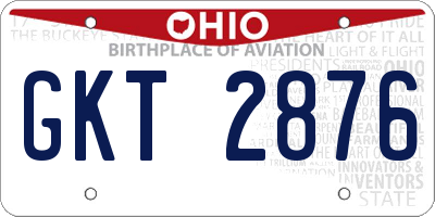 OH license plate GKT2876
