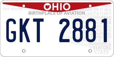 OH license plate GKT2881