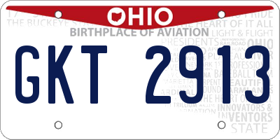 OH license plate GKT2913