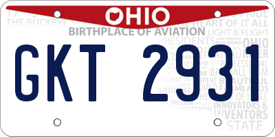 OH license plate GKT2931