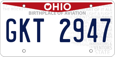 OH license plate GKT2947