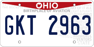 OH license plate GKT2963
