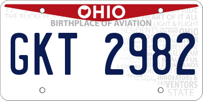OH license plate GKT2982