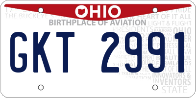 OH license plate GKT2991