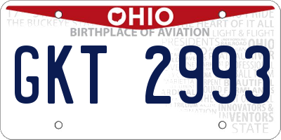OH license plate GKT2993