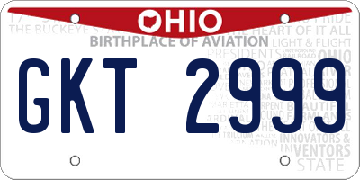 OH license plate GKT2999