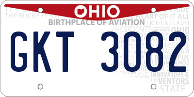 OH license plate GKT3082