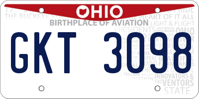 OH license plate GKT3098