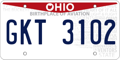 OH license plate GKT3102