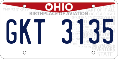 OH license plate GKT3135
