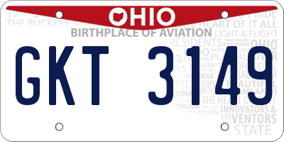 OH license plate GKT3149