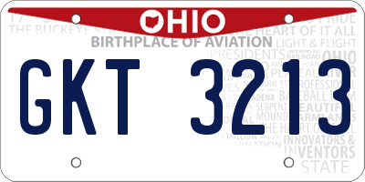 OH license plate GKT3213