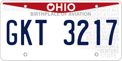 OH license plate GKT3217