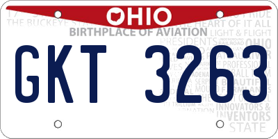 OH license plate GKT3263