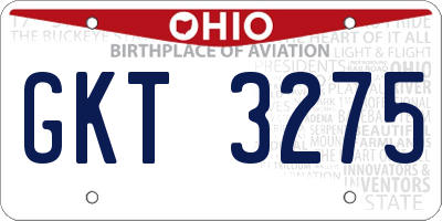 OH license plate GKT3275