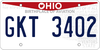 OH license plate GKT3402