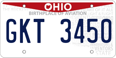 OH license plate GKT3450