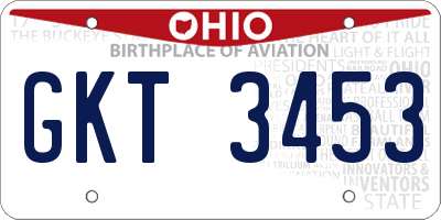 OH license plate GKT3453