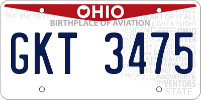 OH license plate GKT3475
