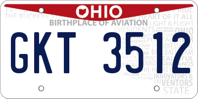 OH license plate GKT3512