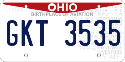 OH license plate GKT3535