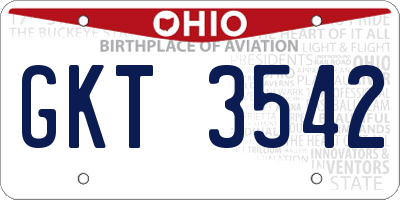 OH license plate GKT3542