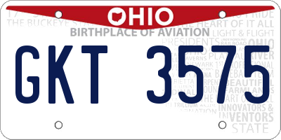 OH license plate GKT3575