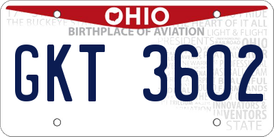 OH license plate GKT3602