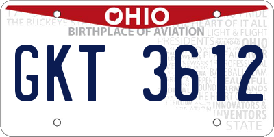 OH license plate GKT3612