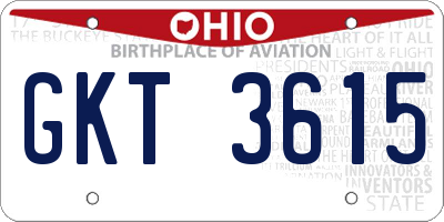OH license plate GKT3615
