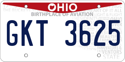 OH license plate GKT3625